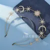 European and American fashion Sun Goddess double-layer headband, hexagonal star moon alloy crystal hair band, Baroque hair accessory details Picture